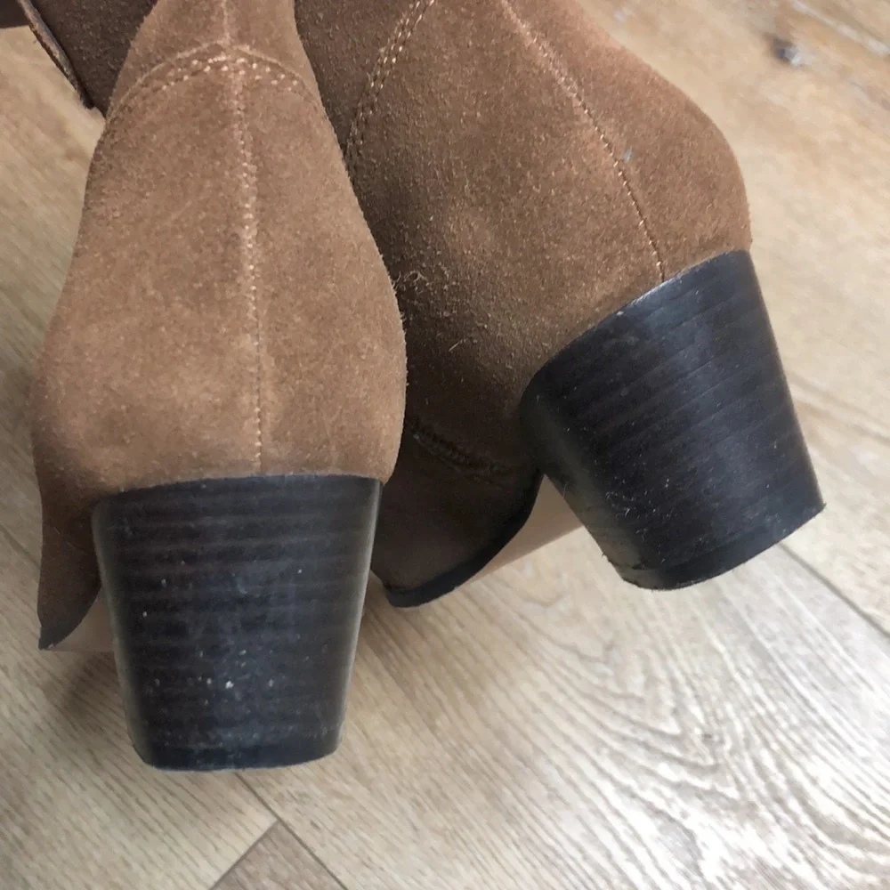 Villa Rouge Brown Suede Western Ankle Boots 6.5